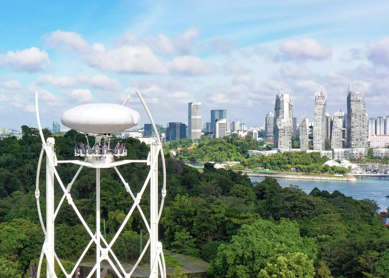 SkyHelix Sentosa and Singapore City Skyline